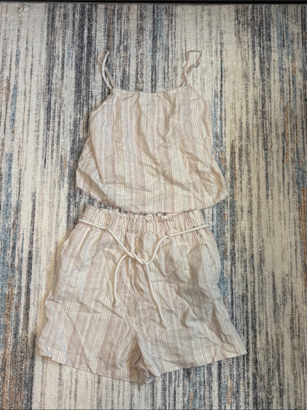 Gentle Fawn Light Pink Striped Cami & Drawstring Short matching set